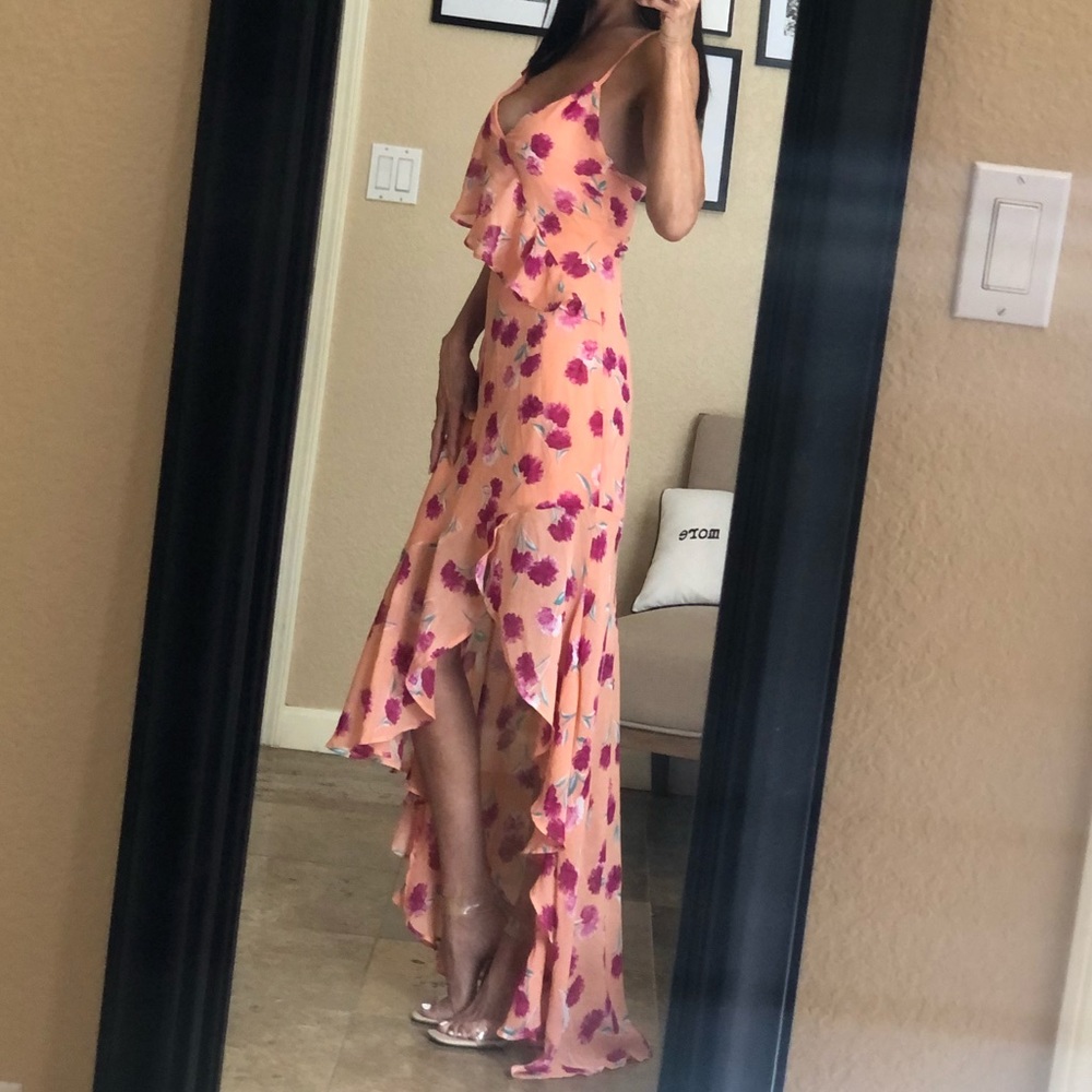 Stunning Lulu’s High Low Flowing Floral Print Ruffle Dress Sz Xs